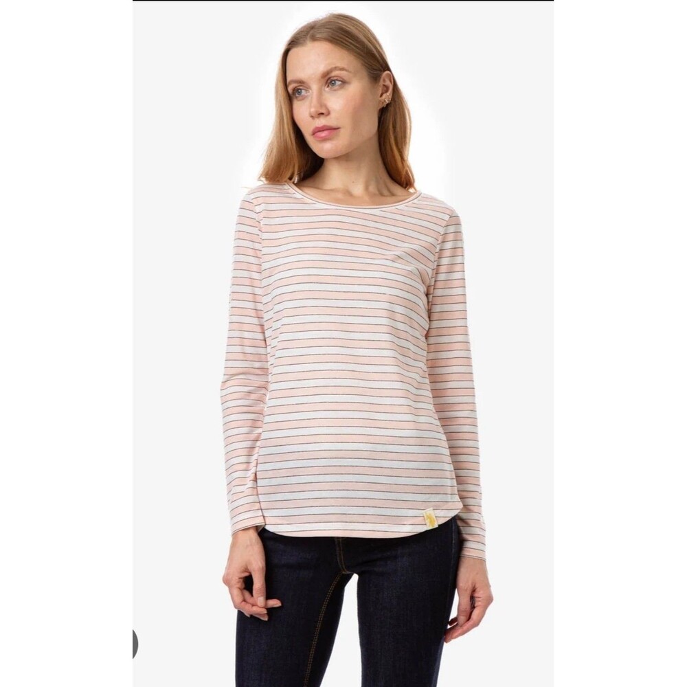 NWT US Polo Assn Women's Top Size Small Pink White Long Sleeve T-Shirt Striped